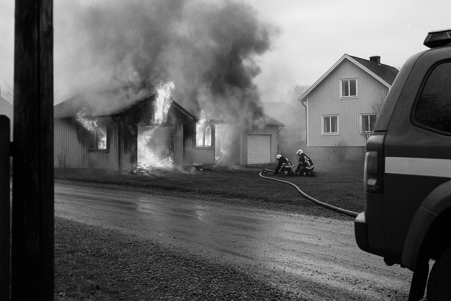Villa fire hits Vålberg, Karlstad crews warn of spread risk, nearby properties face exposure