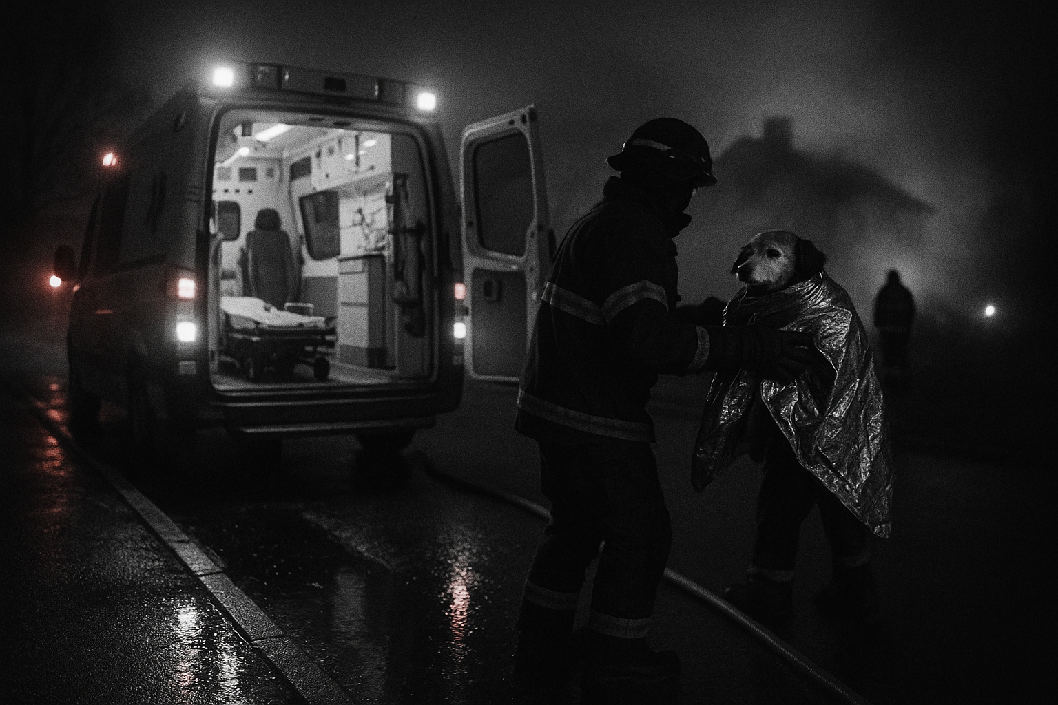 Man taken to hospital after Ljungby villa fire, rescue crew pull out dog, cause still unknown