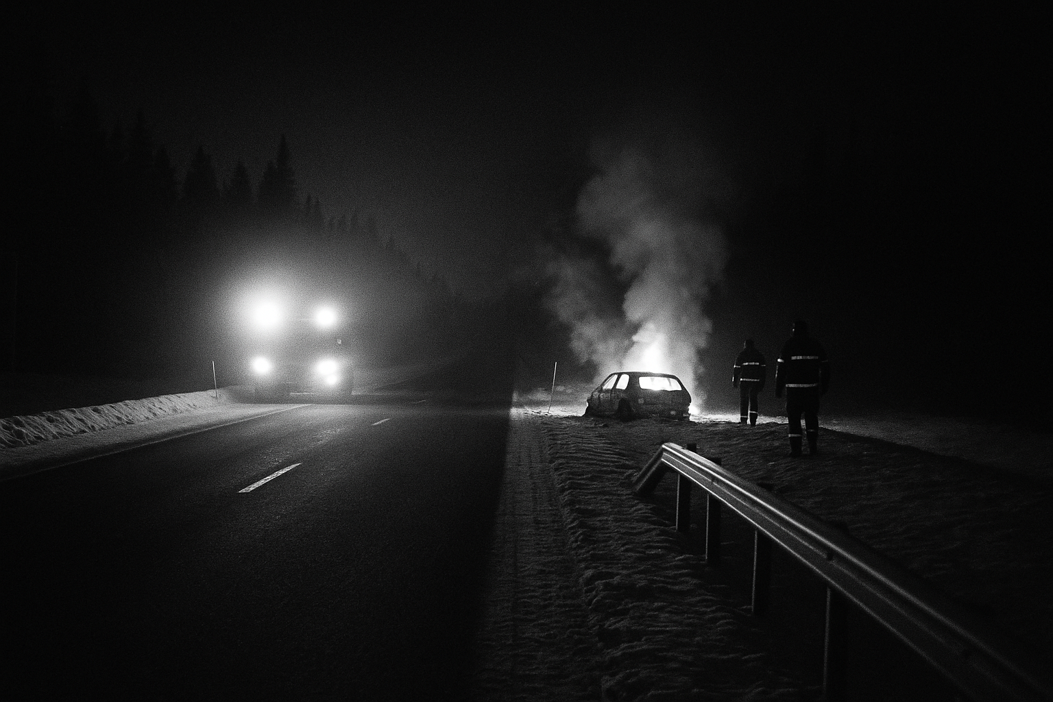 Car fire hits E45 near Sorsele, inland route closes, rescue distance shows northern road dependence
