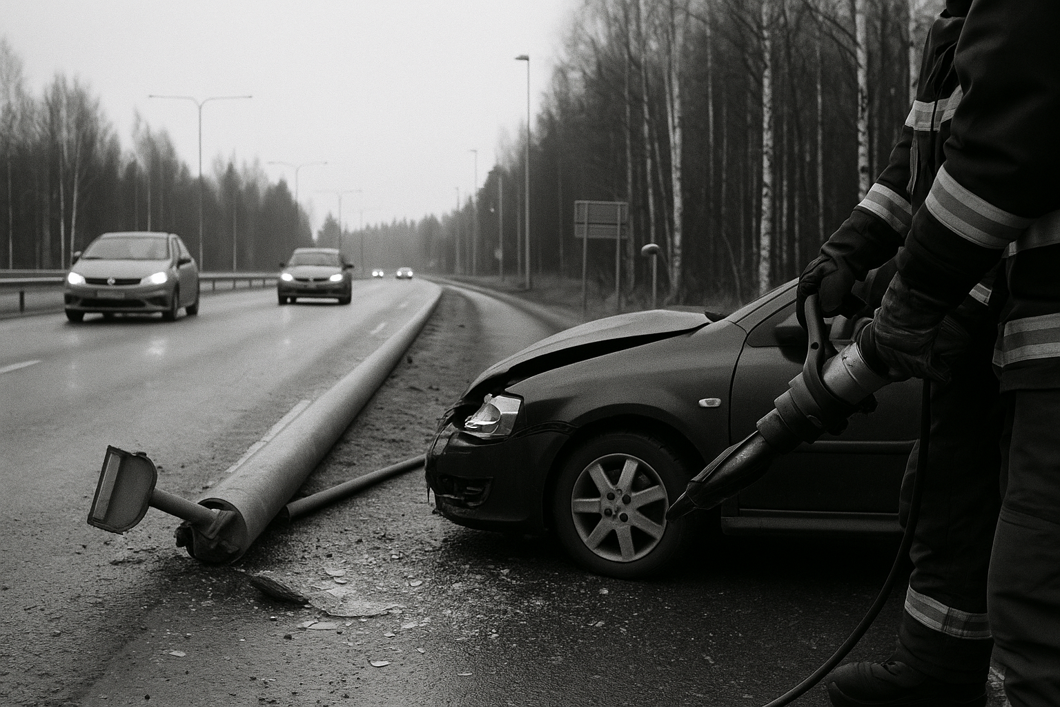 Pirkkala crash injures one, Tampere commuter roads absorb another multi-car impact, rescue crews cut driver from wreck