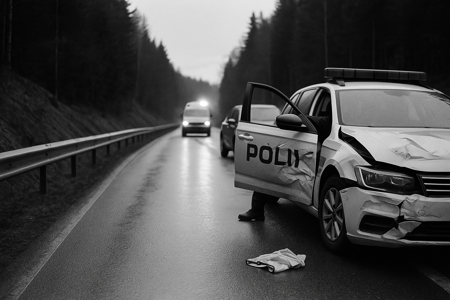 Police car struck in Telemark, officer taken to hospital, collision hits emergency response on county road